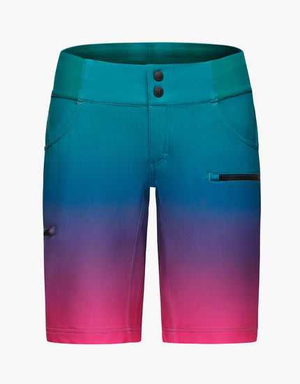 SHREDLY Women's All Time 11" - Zipper Snap Mid - Rise Short : Rainbow Ombre