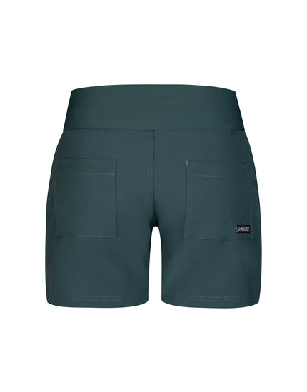 SHREDLY Women's All Time 5" - Zipper Snap Mid - Rise Short : Deep Sea Green