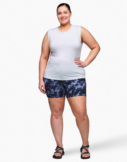 SHREDLY Women's All Time 5" - Zipper Snap Mid - Rise Short : Graphite Tie Dye