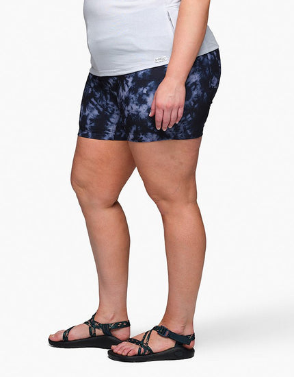 SHREDLY Women's All Time 5" - Zipper Snap Mid - Rise Short : Graphite Tie Dye