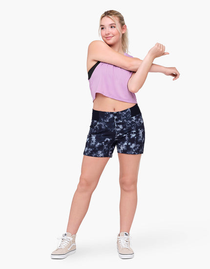 SHREDLY Women's All Time 5" - Zipper Snap Mid - Rise Short : Graphite Tie Dye