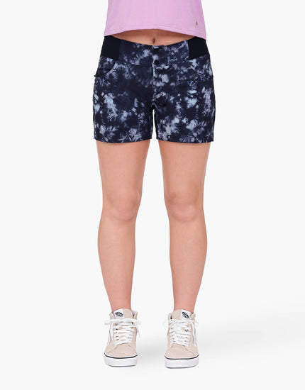 SHREDLY Women's All Time 5" - Zipper Snap Mid - Rise Short : Graphite Tie Dye