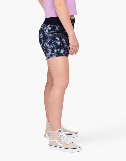 SHREDLY Women's All Time 5" - Zipper Snap Mid - Rise Short : Graphite Tie Dye