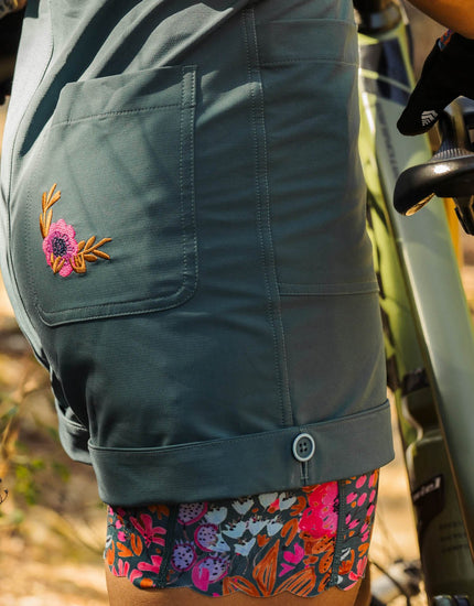 SHREDLY Women's Droptail Trail Romper : Deep Sea Green