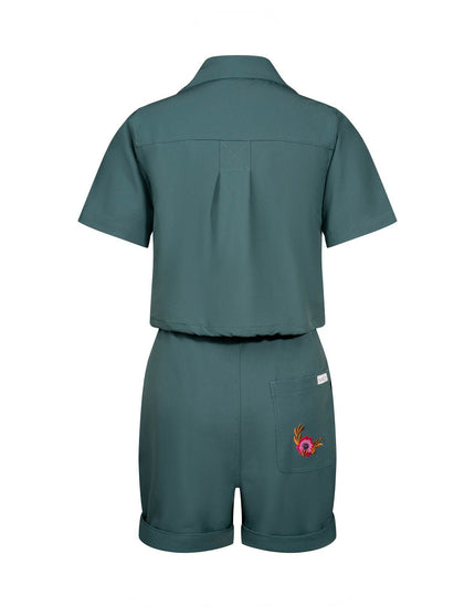 SHREDLY Women's Droptail Trail Romper : Deep Sea Green