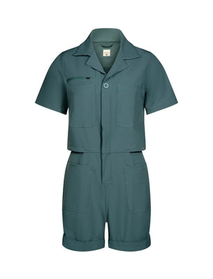 SHREDLY Women's Droptail Trail Romper : Deep Sea Green