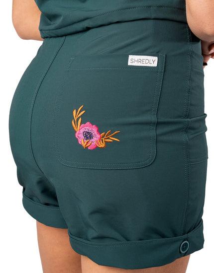 SHREDLY Women's Droptail Trail Romper : Deep Sea Green