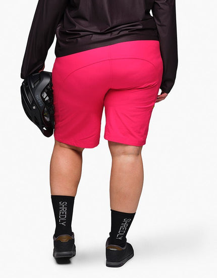 SHREDLY Women's Limitless 11" - Stretch Waistband High - Rise Short : Nebula Pink