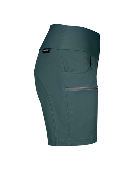SHREDLY Women's Limitless 7" - Stretch Waistband High - Rise Short : Deep Sea Green