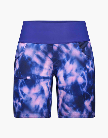 SHREDLY Women's Limitless 7" - Stretch Waistband High - Rise Short : Midnight Tie Dye