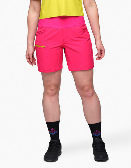 SHREDLY Women's Limitless 7" - Stretch Waistband High - Rise Short : Nebula Pink