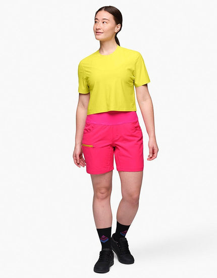 SHREDLY Women's Limitless 7" - Stretch Waistband High - Rise Short : Nebula Pink