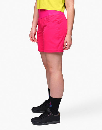 SHREDLY Women's Limitless 7" - Stretch Waistband High - Rise Short : Nebula Pink