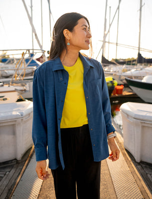 SHREDLY Women's Long Sleeve Explorer Shirt : Midnight Denim