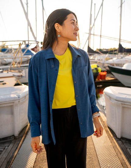 SHREDLY Women's Long Sleeve Explorer Shirt : Midnight Denim