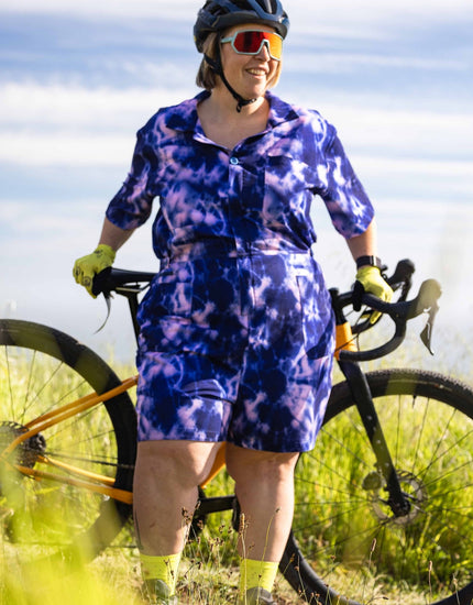 SHREDLY Women's Trail Romper : Midnight Tie Dye
