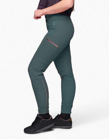 SHREDLY Women's Vented - All Time - Zipper Snap Mid - Rise Pant : Deep Sea Green
