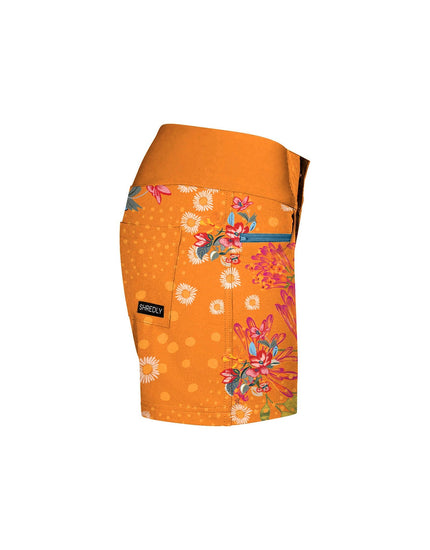 SHREDLY Women's All Time 5" - Zipper Snap Mid-Rise Short : Flora Sol