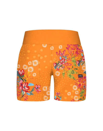 SHREDLY Women's All Time 5" - Zipper Snap Mid-Rise Short : Flora Sol