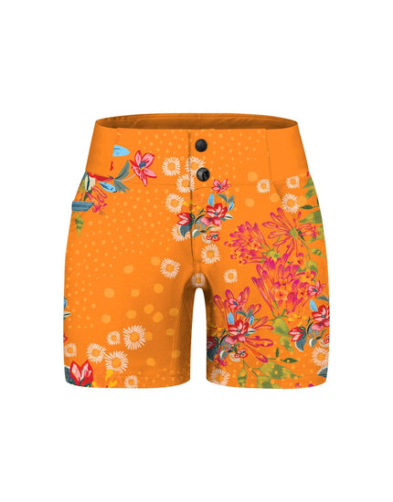 SHREDLY Women's All Time 5" - Zipper Snap Mid-Rise Short : Flora Sol
