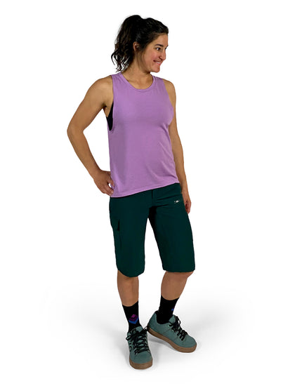 SHREDLY Women's Limitless 14" - Stretch Waistband High - Rise Short : Pine