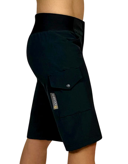 SHREDLY Women's All Time 14" - Zipper Snap Mid - Rise Short : Noir