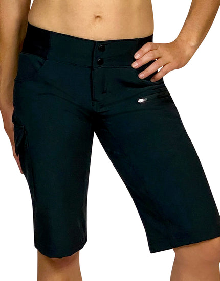 SHREDLY Women's All Time 14" - Zipper Snap Mid - Rise Short : Noir