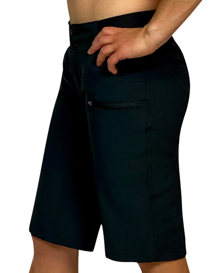 SHREDLY Women's All Time 14" - Zipper Snap Mid - Rise Short : Noir