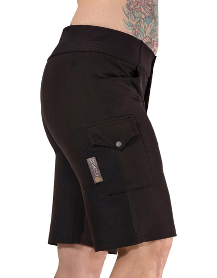 SHREDLY Women's All Time 11" - Zipper Snap Mid - Rise Short : Noir