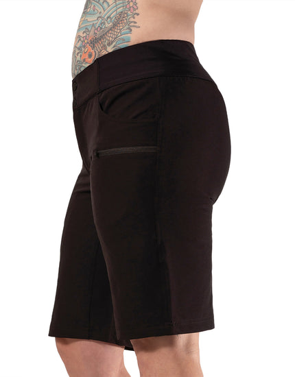 SHREDLY Women's All Time 11" - Zipper Snap Mid - Rise Short : Noir